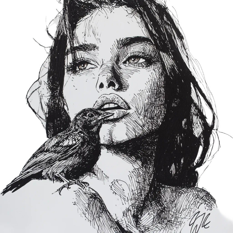 Woman With Bird Vinyl Car Decal Sticker – Waterproof & UV-Resistant 8"