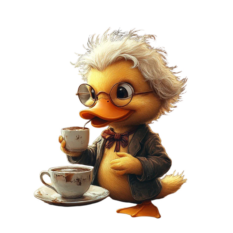 Einstein Duck Coffee Vinyl Car Decal Sticker – Waterproof & UV-Resistant 8"
