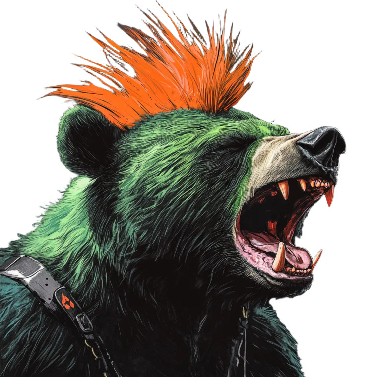 Punk Grizzly Bear Vinyl Car Decal Sticker – Waterproof & UV-Resistant 8"