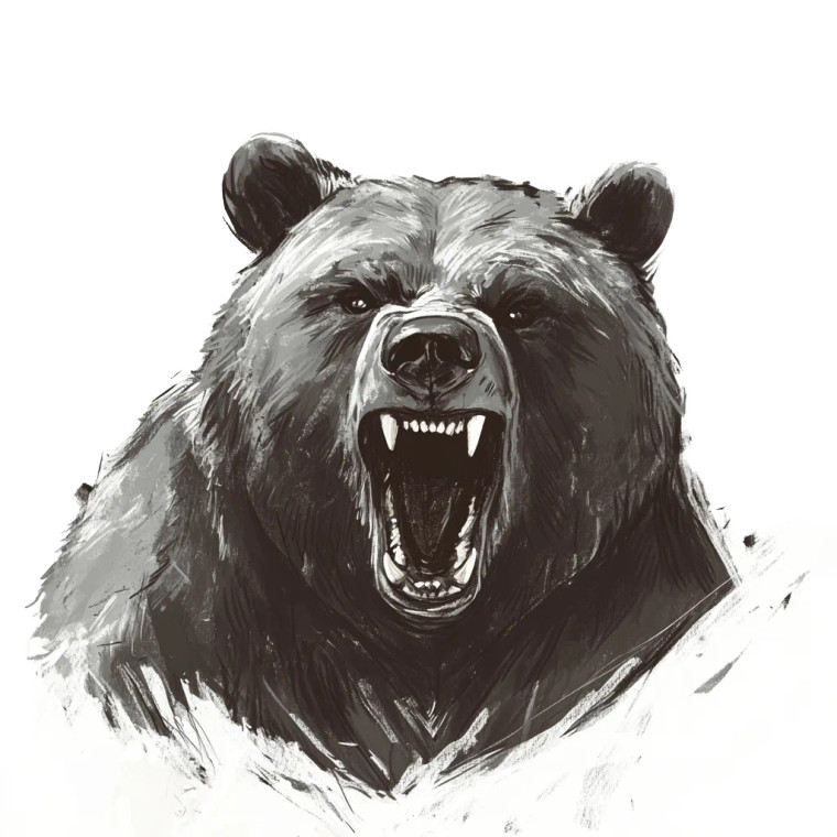 Angry Bear Drawing V2 Vinyl Car Decal Sticker – Waterproof & UV-Resistant 8"