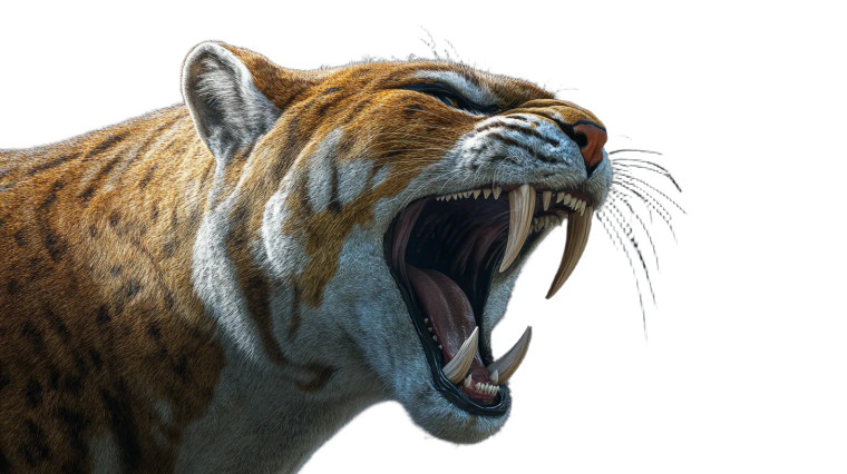Saber-Toothed Cat Vinyl Car Decal Sticker – Waterproof & UV-Resistant 8"