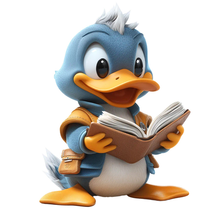 Cartoon Duck Reading Vinyl Car Decal Sticker – Waterproof & UV-Resistant 8"