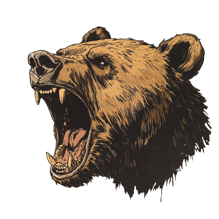 Screaming Grizzly Head Vinyl Car Decal Sticker – Waterproof & UV-Resistant 8"