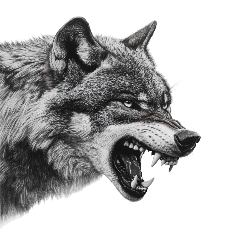 Angry Wolf Drawing V2 Vinyl Car Decal Sticker – Waterproof & UV-Resistant 8"