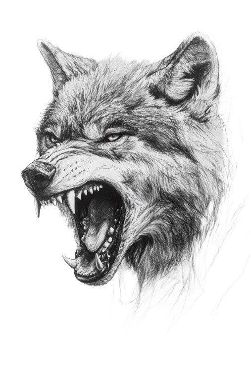 Angry Wolf Sketch Vinyl Car Decal Sticker – Waterproof & UV-Resistant 8"