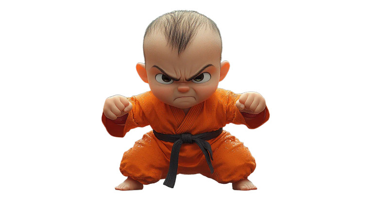 Angry Martial Baby Vinyl Car Decal Sticker – Waterproof & UV-Resistant 8"