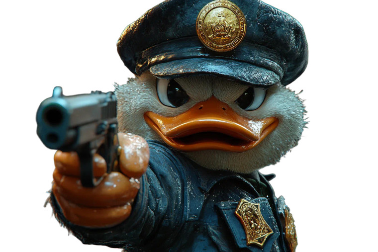 Evil Police Duck Vinyl Car Decal Sticker – Waterproof & UV-Resistant 8"