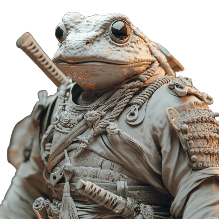 Muscular Frog Samurai Vinyl Car Decal Sticker – Waterproof & UV-Resistant 8"