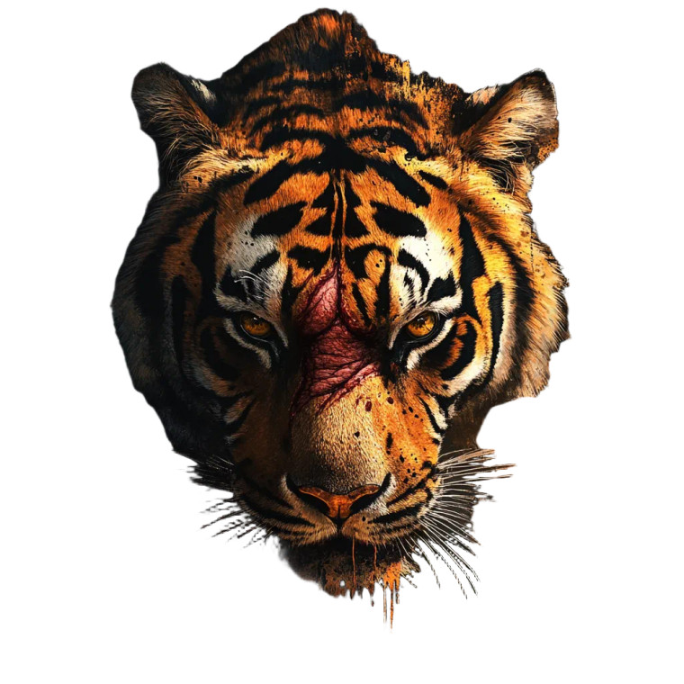 Scarred Painted Tiger Vinyl Car Decal Sticker – Waterproof & UV-Resistant 8"