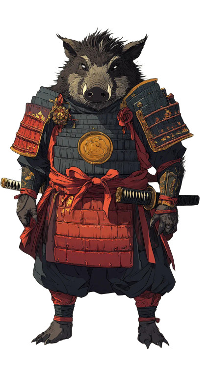 Ghibli Samurai Boar Vinyl Car Decal Sticker – Waterproof & UV-Resistant 8"