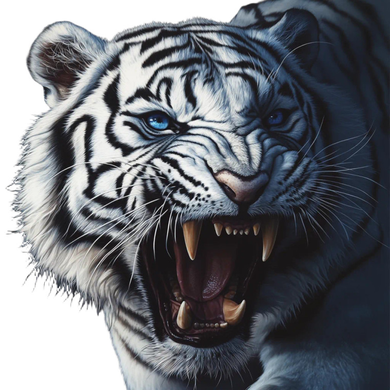 Roaring White Tiger V2 Vinyl Car Decal Sticker – Waterproof & UV-Resistant 8"