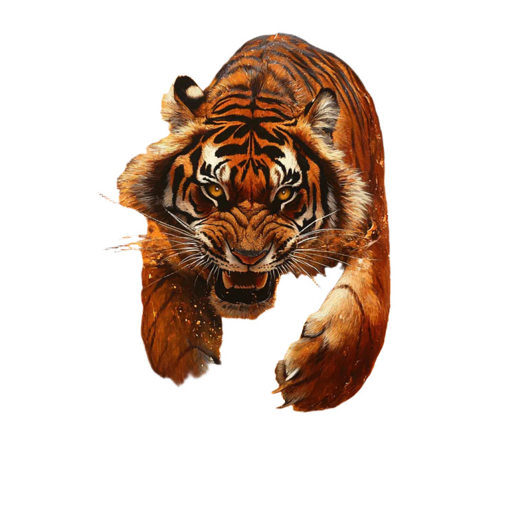 Flaming Tiger Charge Vinyl Car Decal Sticker – Waterproof & UV-Resistant 8"