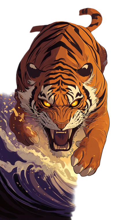 Cartoon Tiger Leap Vinyl Car Decal Sticker – Waterproof & UV-Resistant 8"