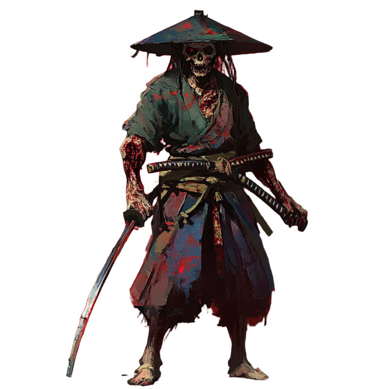 Zombie Samurai Vinyl Car Decal Sticker – Waterproof & UV-Resistant 8"