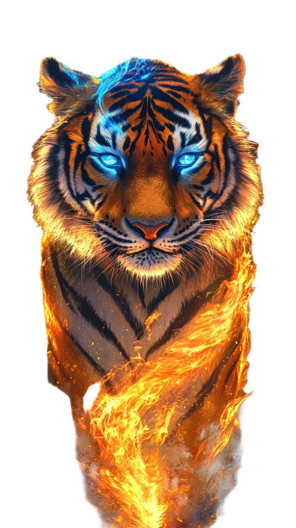 Glowing Fire Tiger V2 Vinyl Car Decal Sticker – Waterproof & UV-Resistant 8"