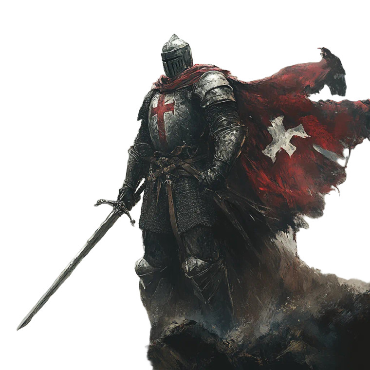 Templar Knight Stand Vinyl Car Decal Sticker – Waterproof & UV-Resistant 8"