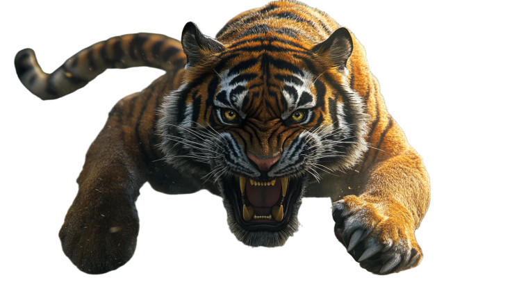 Angry Tiger Attack Vinyl Car Decal Sticker – Waterproof & UV-Resistant 8"