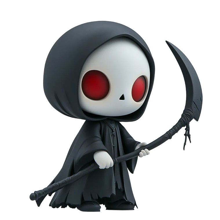 Cute Grim Reaper Vinyl Car Decal Sticker – Waterproof & UV-Resistant 8"