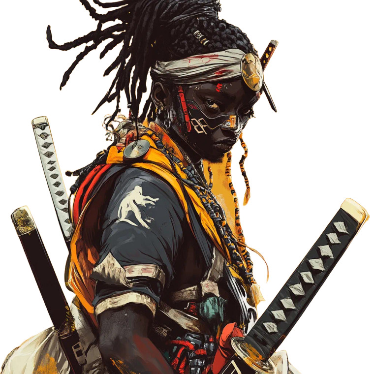 African Ghetto Samurai Vinyl Car Decal Sticker – Waterproof & UV-Resistant 8"