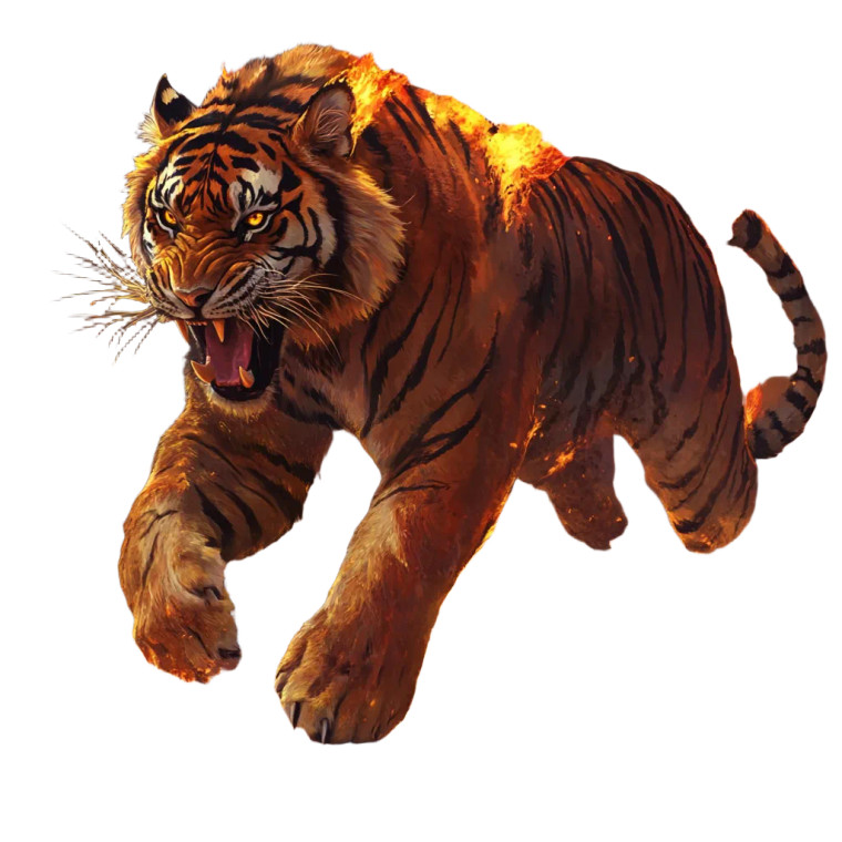 Flaming Battle Tiger Vinyl Car Decal Sticker – Waterproof & UV-Resistant 8"