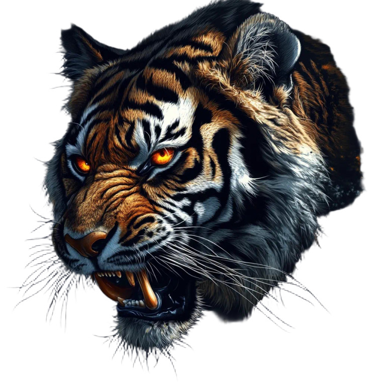 Angry Tiger Portrait V5 Vinyl Car Decal Sticker – Waterproof & UV-Resistant 8"