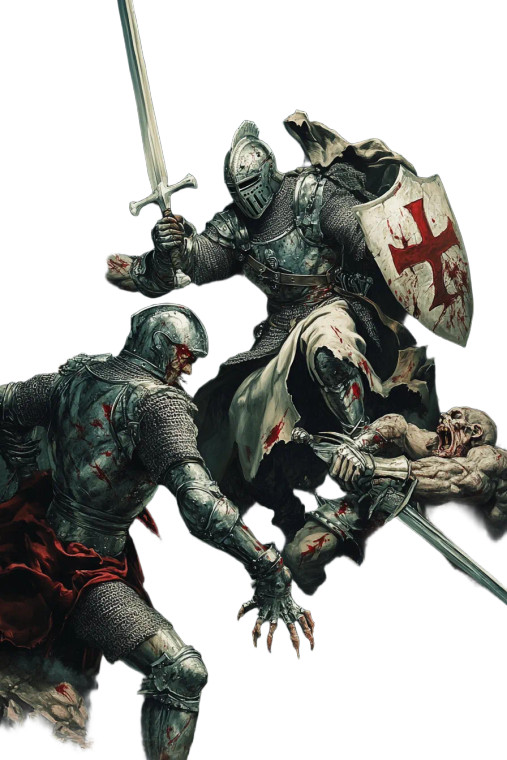 Templar Crusaders Fight Vinyl Car Decal Sticker – Waterproof & UV-Resistant 8"