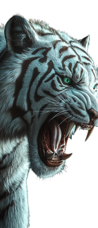 White Horror Tiger Vinyl Car Decal Sticker – Waterproof & UV-Resistant 8"