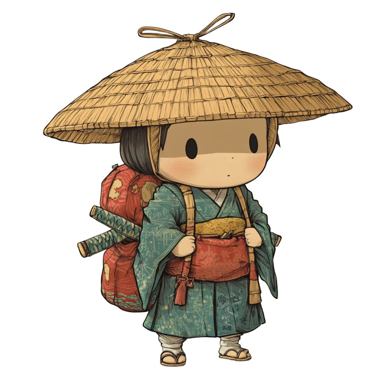 Chibi Edo Traveler Vinyl Car Decal Sticker – Waterproof & UV-Resistant 8"