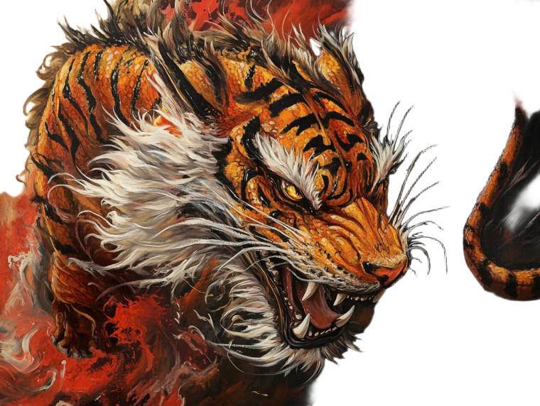 Tiger Dragon Vinyl Car Decal Sticker – Waterproof & UV-Resistant 8"