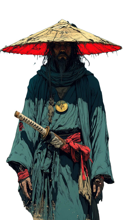 Japanese Samurai Cartoon Vinyl Car Decal Sticker – Waterproof & UV-Resistant 8"