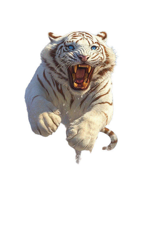 Leaping White Tiger Vinyl Car Decal Sticker – Waterproof & UV-Resistant 8"