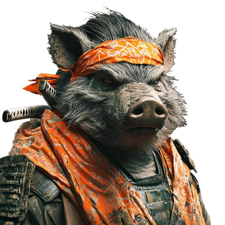 Angry Warthog Samurai Vinyl Car Decal Sticker – Waterproof & UV-Resistant 8"