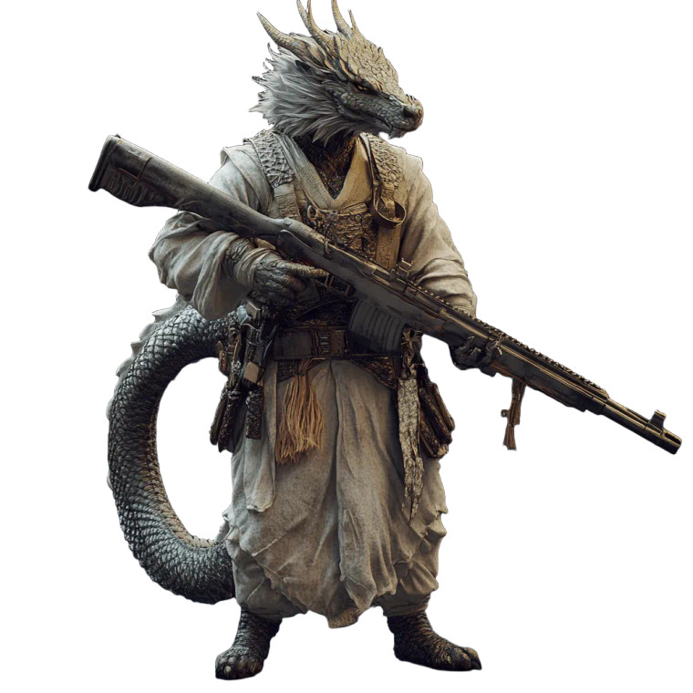 Dragon Man Rifle Vinyl Car Decal Sticker – Waterproof & UV-Resistant 8"