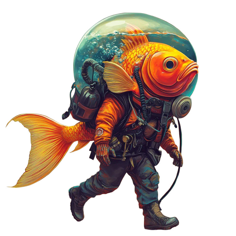 Scuba Fish Vinyl Car Decal Sticker – Waterproof & UV-Resistant 8"