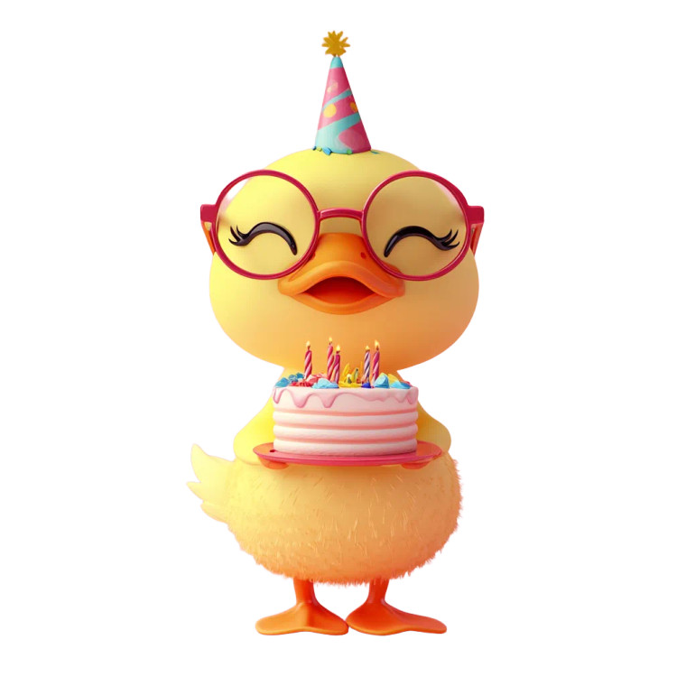 Cute Duck With Cake Vinyl Car Decal Sticker – Waterproof & UV-Resistant 8"