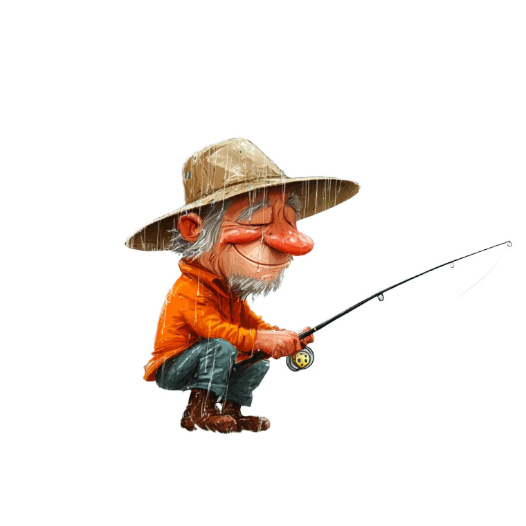 Fishing In Rain Vinyl Car Decal Sticker – Waterproof & UV-Resistant 8"