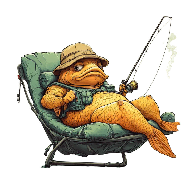 Fat Carp Lounging Vinyl Car Decal Sticker – Waterproof & UV-Resistant 8"