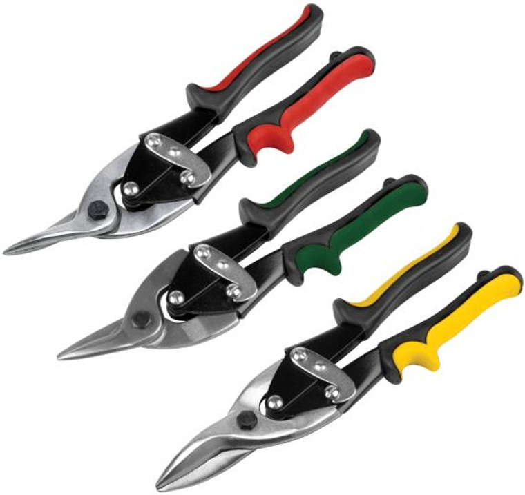Precision Aviation Tin Snip Set | Chrome Vanadium Jaw, Ergonomic Grip Handle | Left/Right/Center Cut | Forged Blades