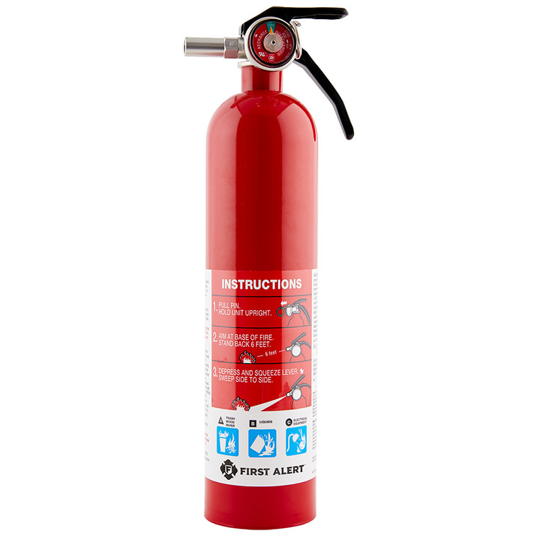 Marine Fire Extinguisher 10-B:C | Commercial-Grade Valve, Bicarbonate Agent, 2.5lb Steel, Red