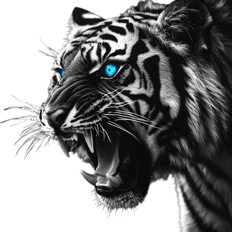 Roaring Tiger Close-Up V4 Vinyl Car Decal Sticker – Waterproof & UV-Resistant 8"