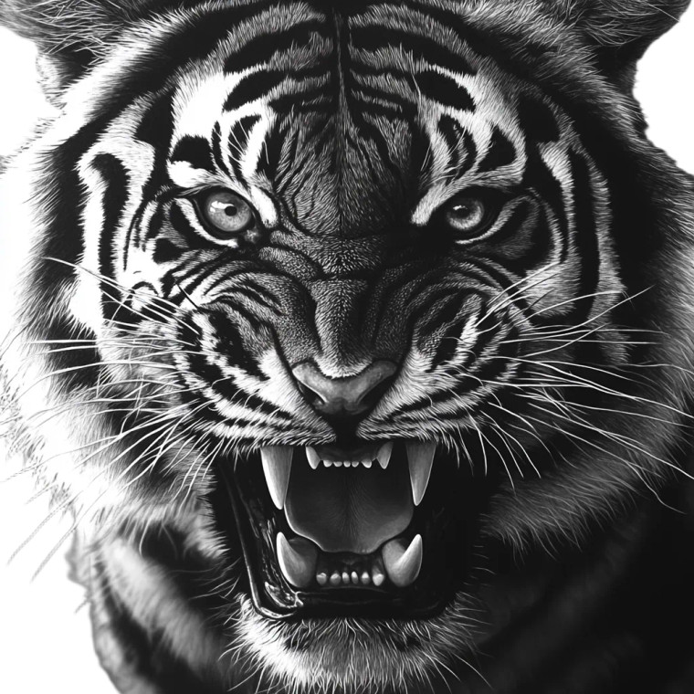 Roaring Tiger Close-Up V3 Vinyl Car Decal Sticker – Waterproof & UV-Resistant 8"