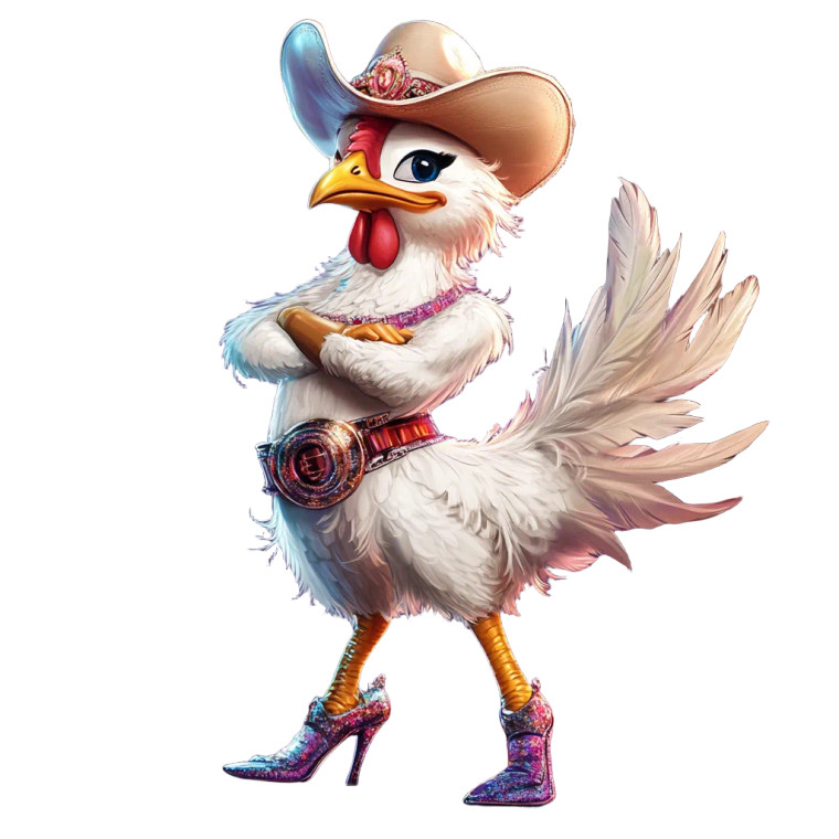 Sassy Chicken Mascot Vinyl Car Decal Sticker – Waterproof & UV-Resistant 8"