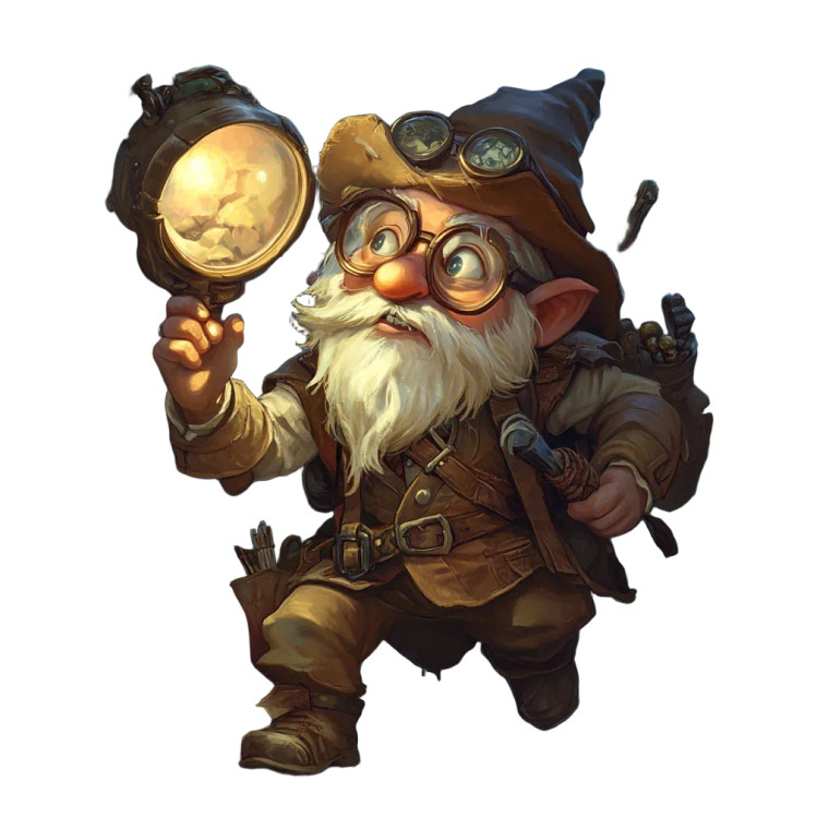 Gnomish Archeologist Vinyl Car Decal Sticker – Waterproof & UV-Resistant 8"