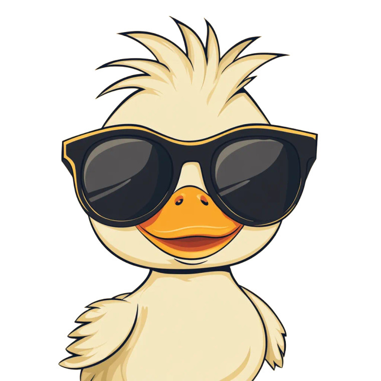 Cool Duckling Illustration Vinyl Car Decal Sticker – Waterproof & UV-Resistant 8"