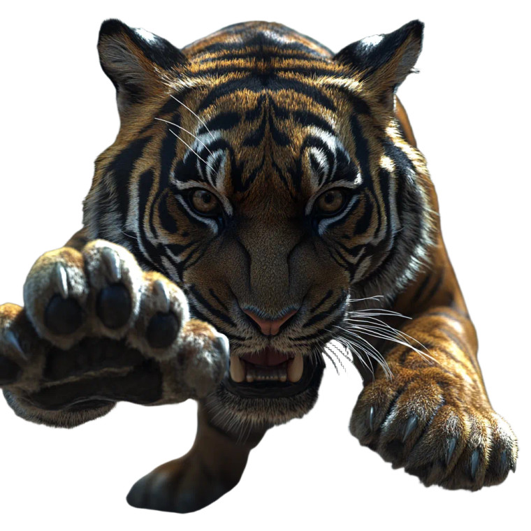 Attacking Tiger Vinyl Car Decal Sticker – Waterproof & UV-Resistant 8"