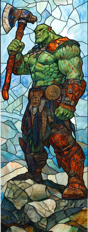 Green Ogre Warrior Vinyl Car Decal Sticker – Waterproof & UV-Resistant 8"