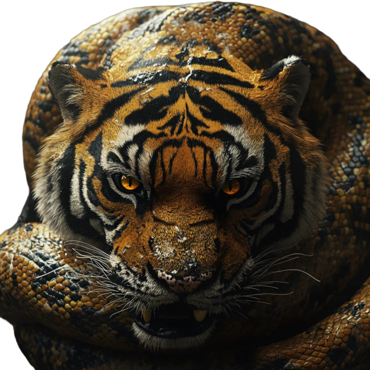 Tiger-Snake Hybrid Vinyl Car Decal Sticker – Waterproof & UV-Resistant 8"