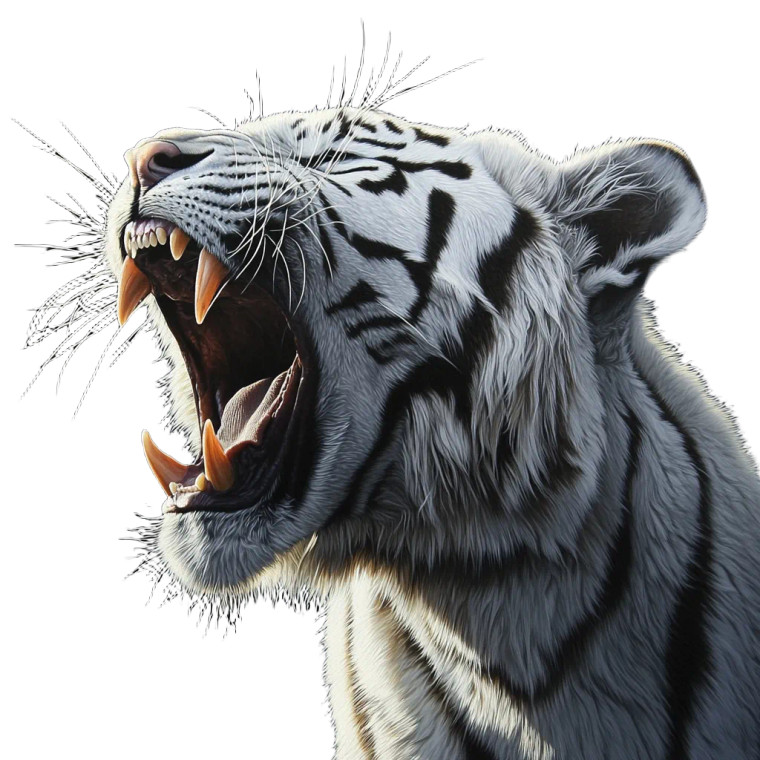 White Tiger Roaring V2 Vinyl Car Decal Sticker – Waterproof & UV-Resistant 8"