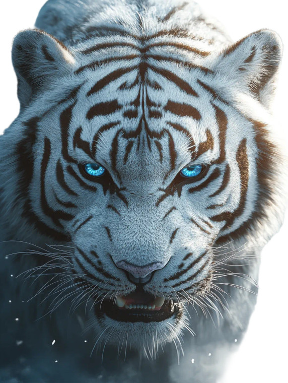 White Tiger Illustration Vinyl Car Decal Sticker – Waterproof & UV-Resistant 8"