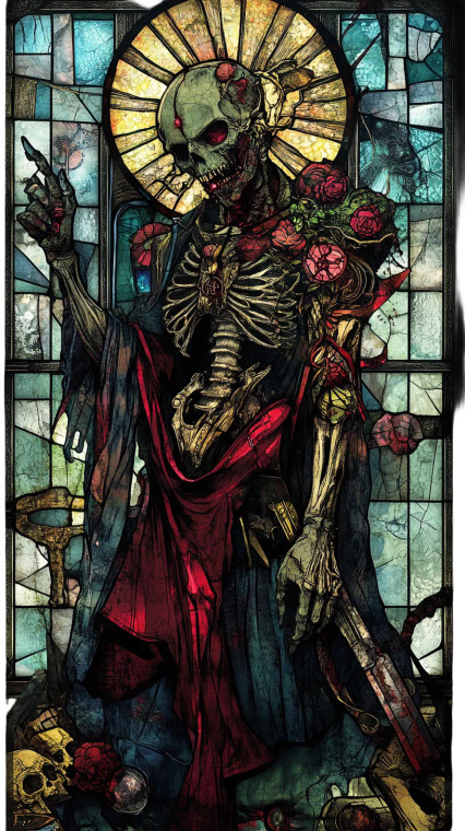 Blasphemous Stained Glass Vinyl Car Decal Sticker – Waterproof & UV-Resistant 8"